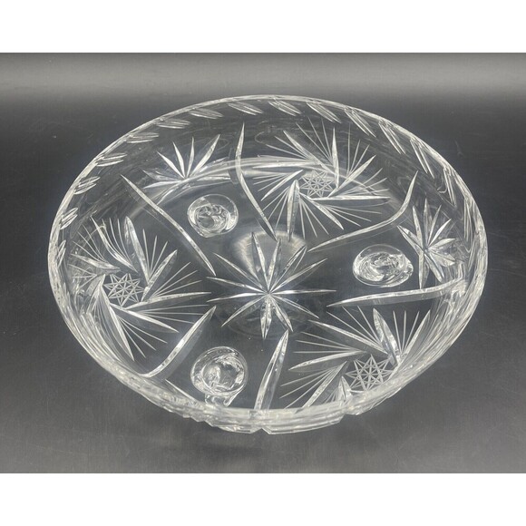VTG American Brilliant Crystal Glass Hand Cut Nappy Footed Candy Nut Dish 9” - Picture 1 of 5
